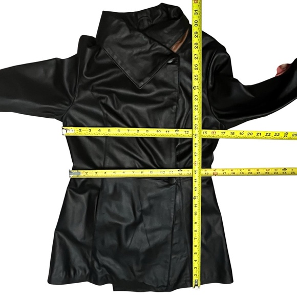 Old Florence Trench Jacket Italian Soft VERA PELLE Leather Black Brown Sz EU 44 - Picture 10 of 16